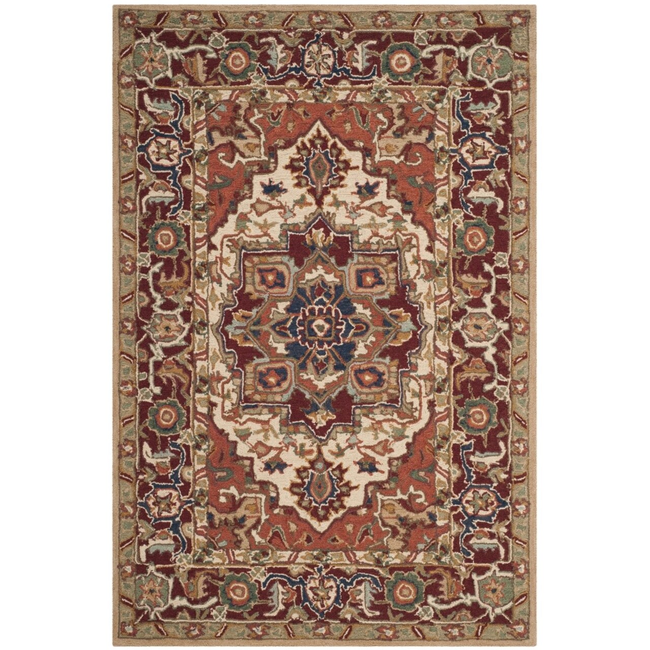 Safavieh Chelsea Hk709A Hand-Hooked Red / Ivory Rug Hand Hooked Area Rug